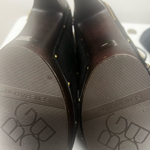 BCBG Women’s Melo Black Leather Shearling Platform Ankle Booties Size 9.5B - Picture 3 of 5